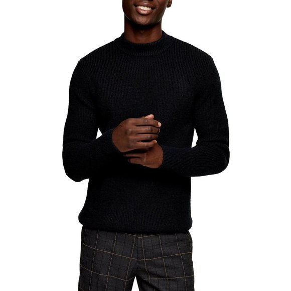 TOPMAN Mock Neck Sweater in Black - Size Large NWT - Picture 1 of 5
